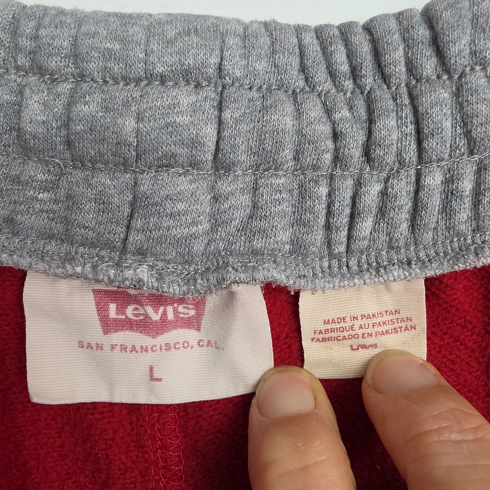 Levi's Sweatpants Men's L Red w/ White Stripe Elastic Waistband Retro Look - Picture 7 of 10